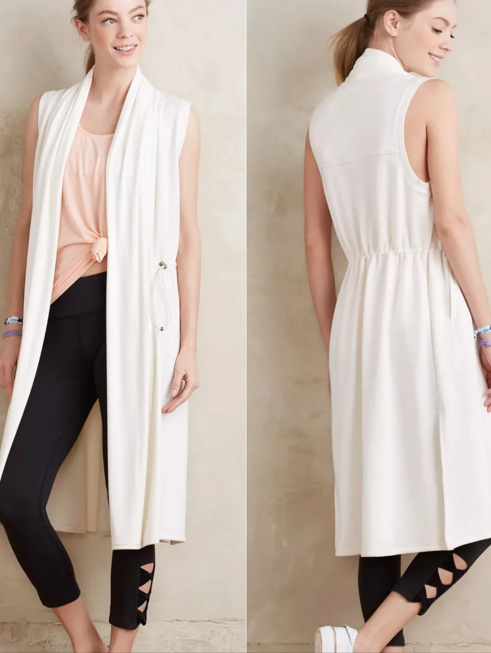 Anthropologie Saturday Sunday Midi Open Waterfall Sweater Vest Duster Sz Medium - Picture 1 of 13